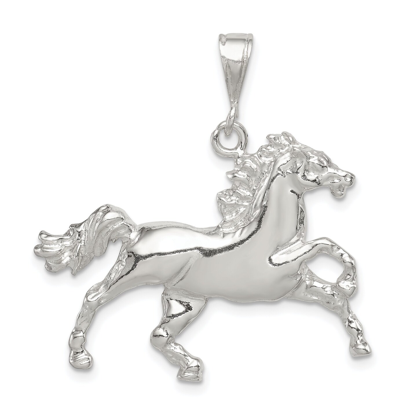 Sterling Silver Running Horse Charm &#x26; 18&#x22; Chain Jewerly 35.4mm x 34.3mm