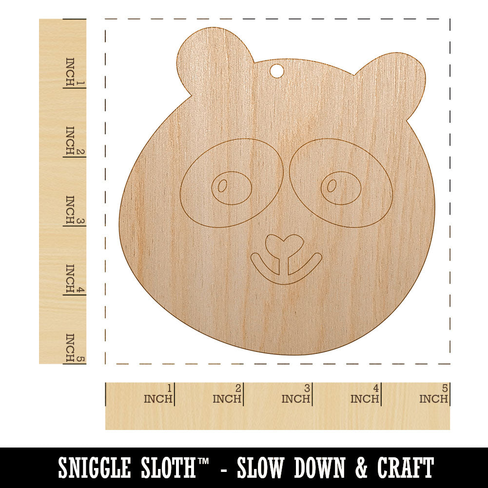 Happy Panda Face Unfinished Craft Wood Holiday Christmas Tree DIY Pre-Drilled Ornament