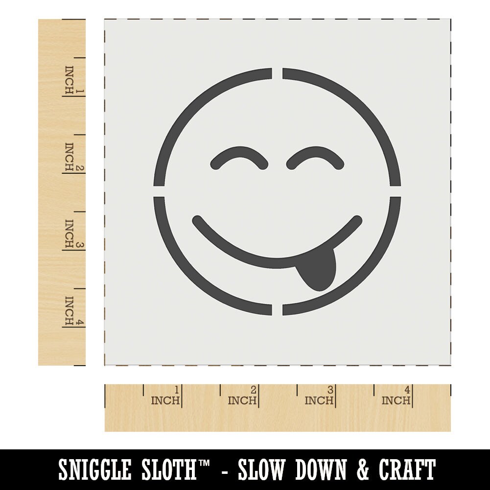 Tongue Out Face Emoticon Wall Cookie DIY Craft Reusable Stencil