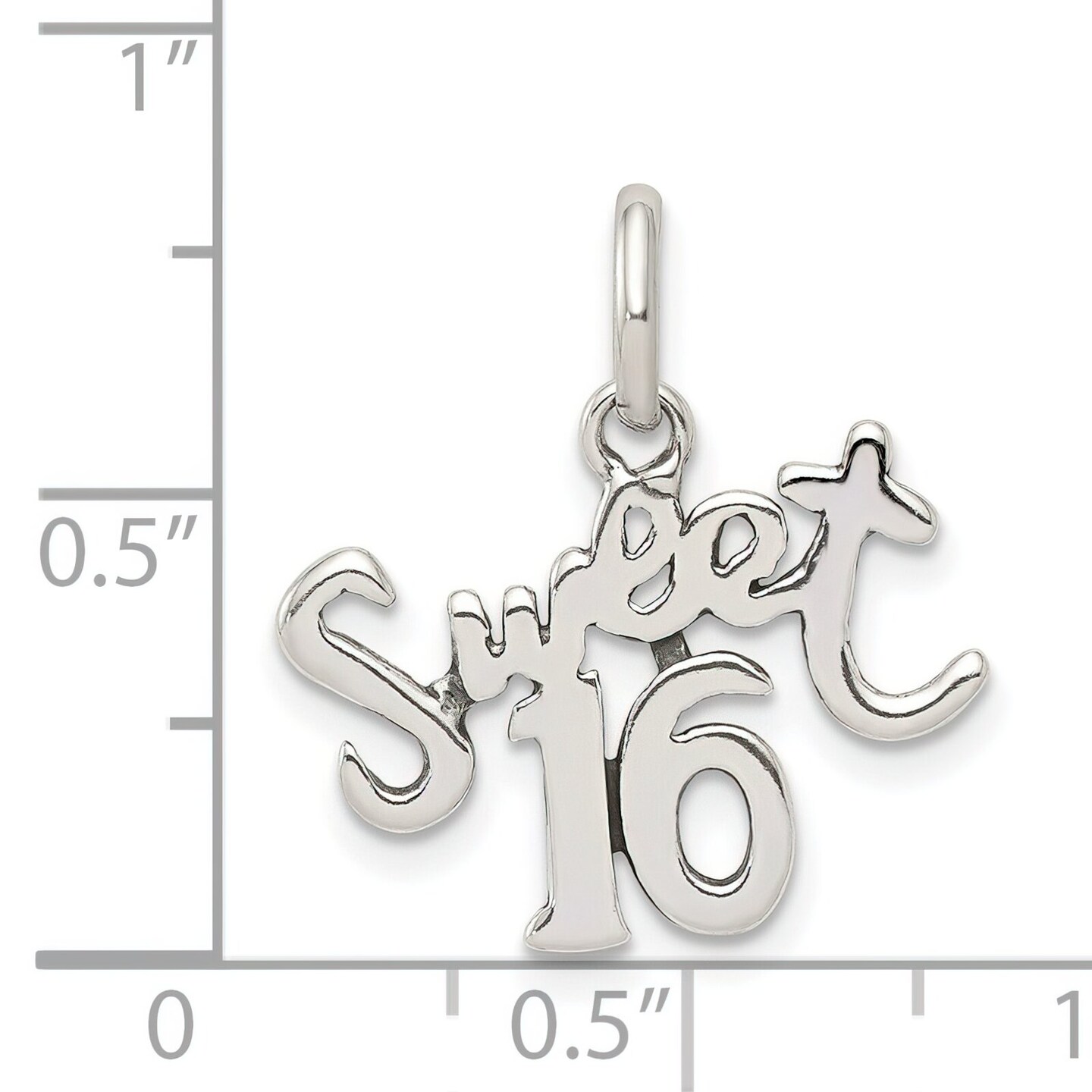 Sterling Silver Sweet 16 Charm Pendant Birthday Jewelry 19mm x 18mm