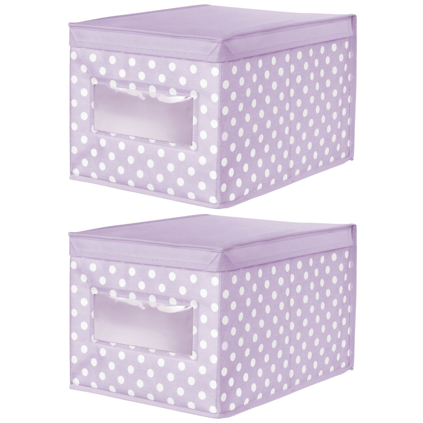 mDesign Child/Kids Fabric Closet Storage Box, Large, Polka Dot, 2 Pack