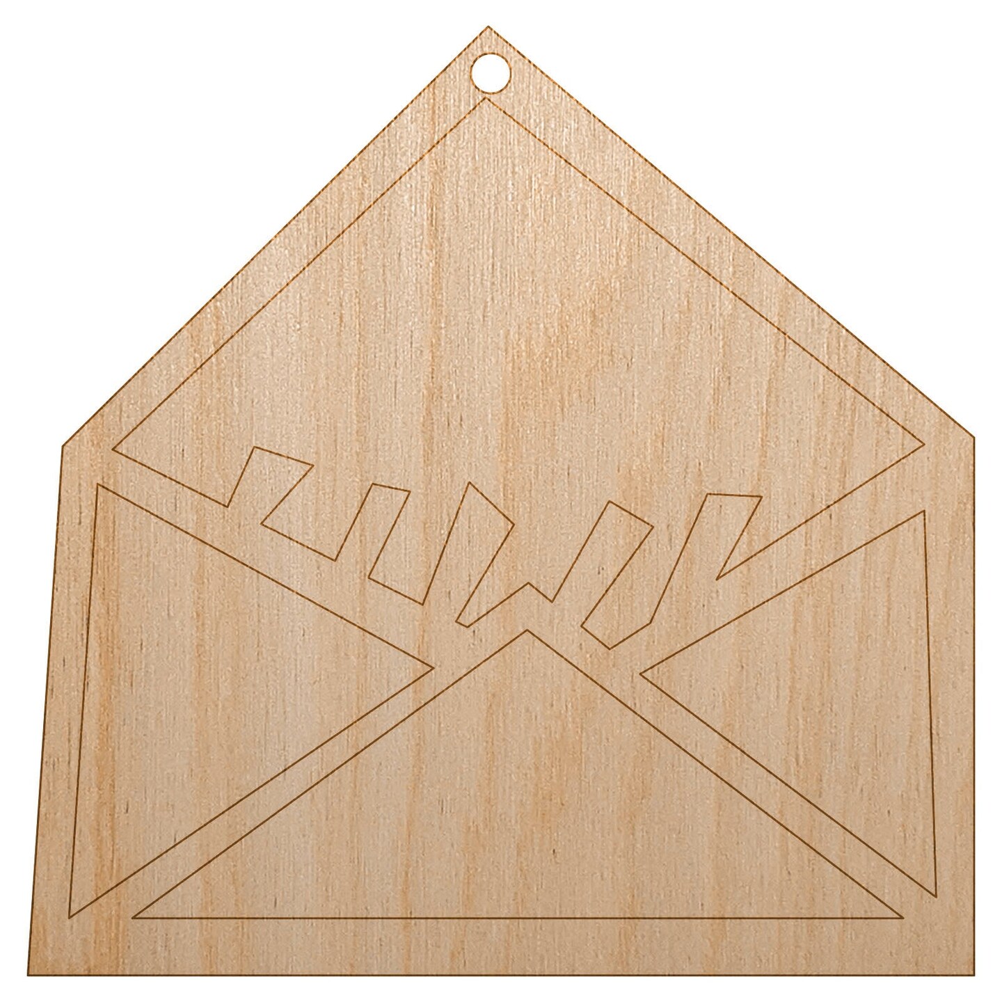 Envelope Letter Mail Doodle Unfinished Craft Wood Holiday Christmas Tree DIY Pre-Drilled Ornament