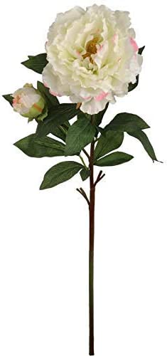 Lifelike 30" Cream and Pink Silk Peony Stem - Perfect for Floral Arrangements and DIY Crafts
