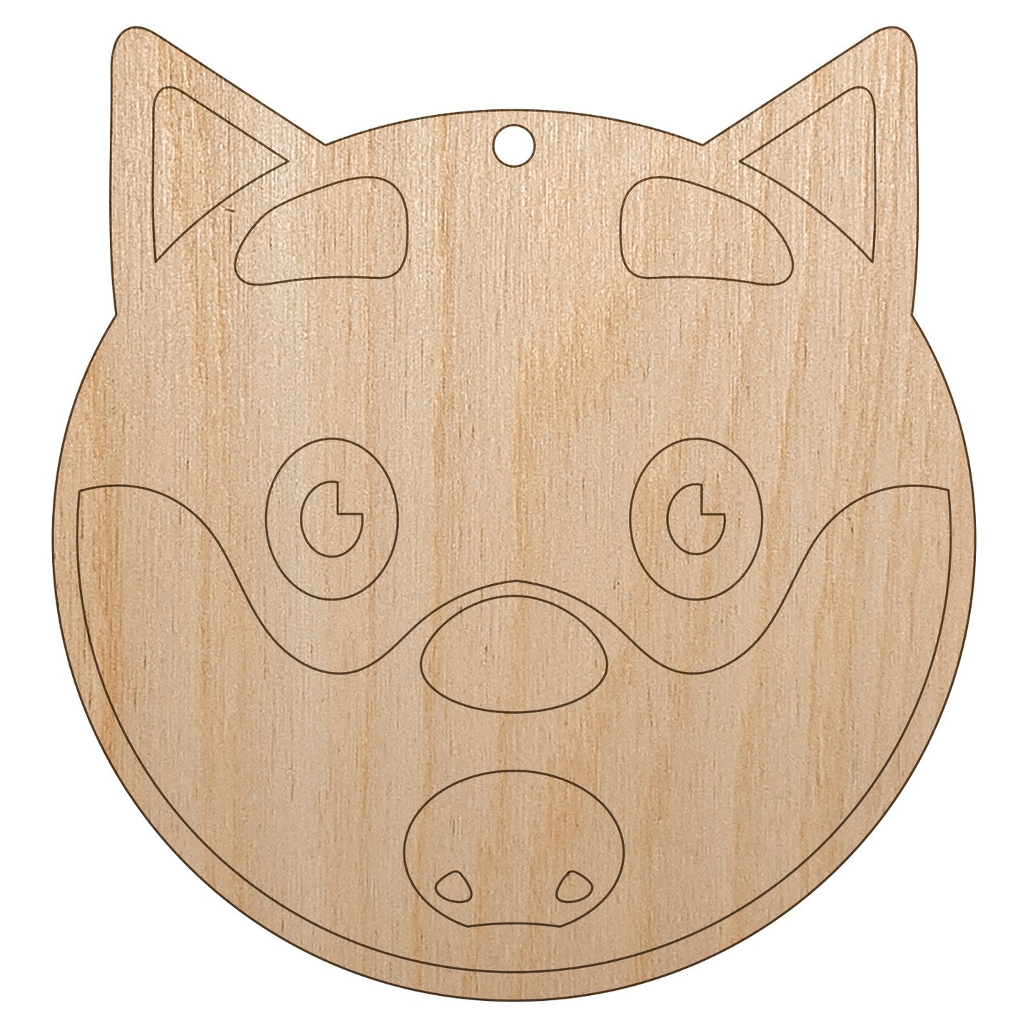 Husky Dog Face Shocked Unfinished Craft Wood Holiday Christmas Tree DIY Pre-Drilled Ornament