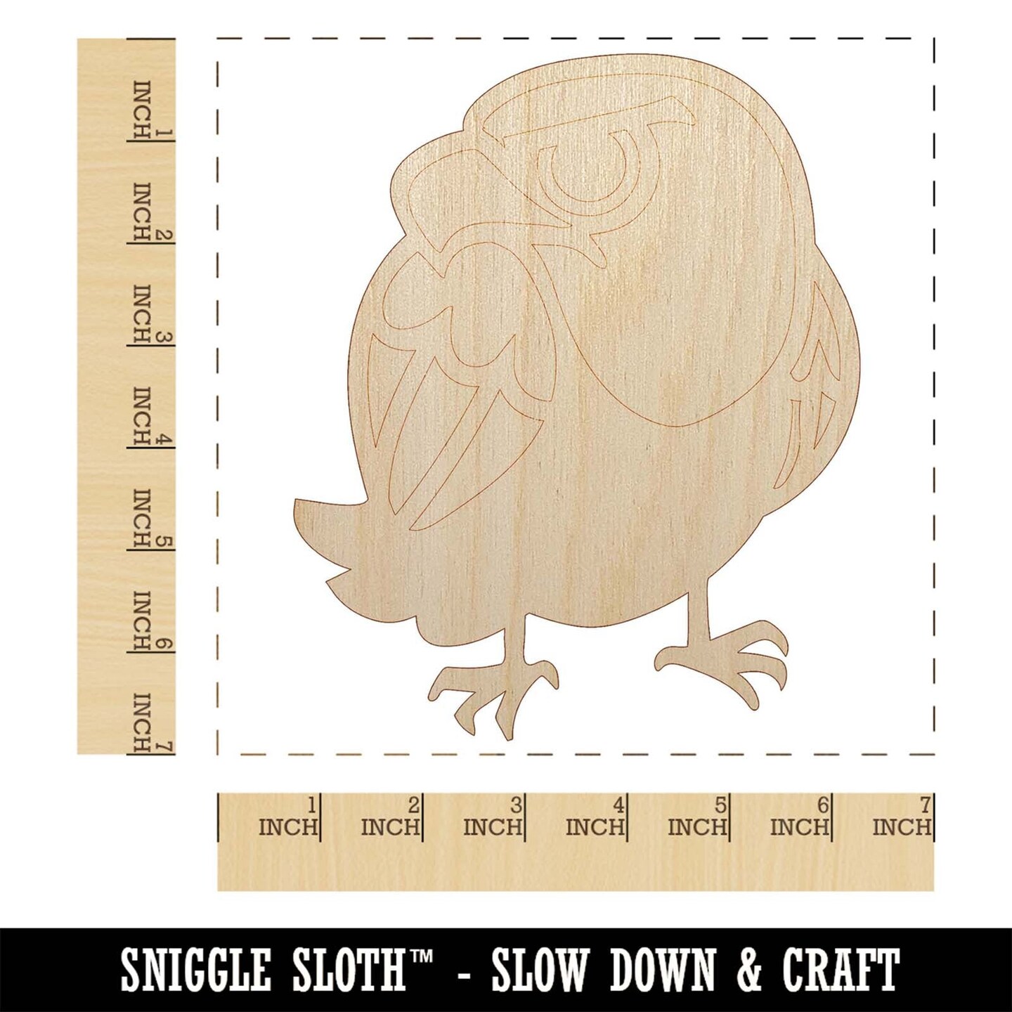 Cute and Grumpy Bald Eagle Unfinished Wood Shape Piece Cutout for DIY Craft Projects