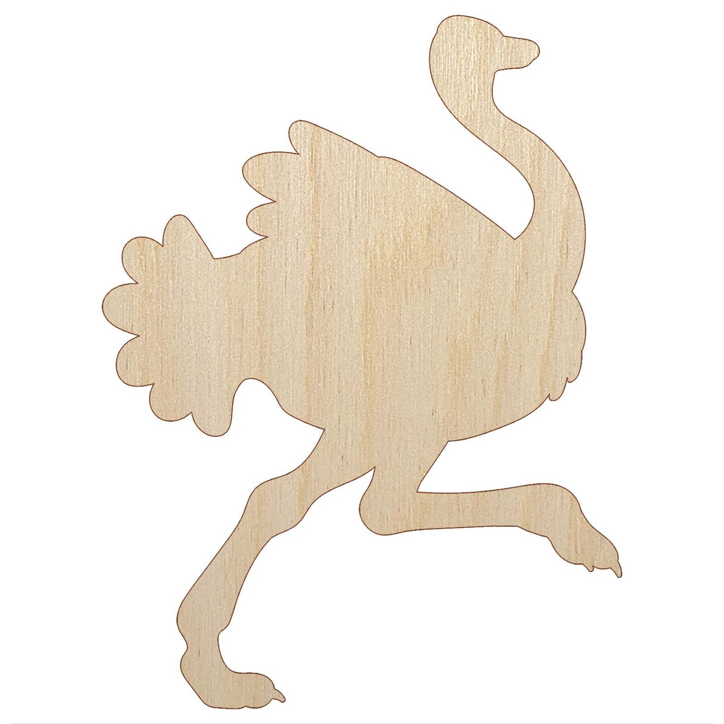Ostrich Running Unfinished Wood Shape Piece Cutout for DIY Craft