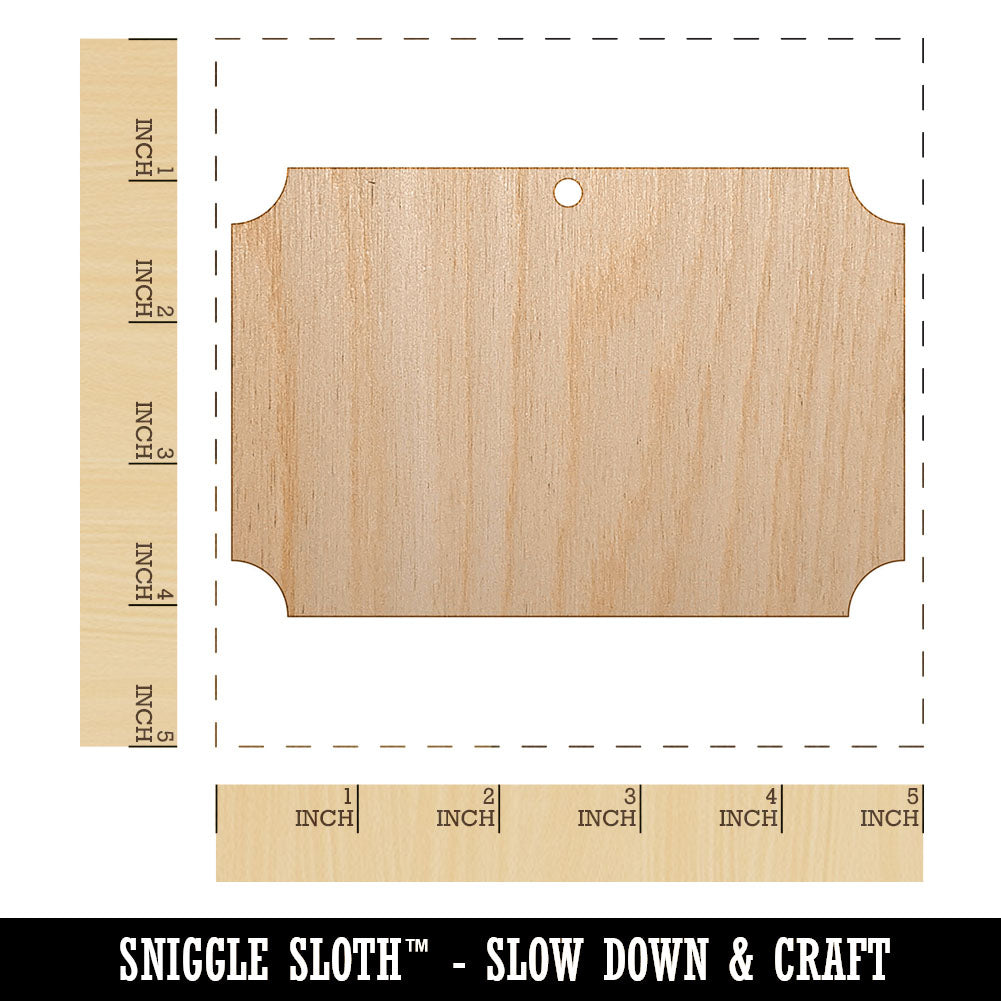 Rectangle Clipped Corners Solid Unfinished Craft Wood Holiday Christmas Tree DIY Pre-Drilled Ornament