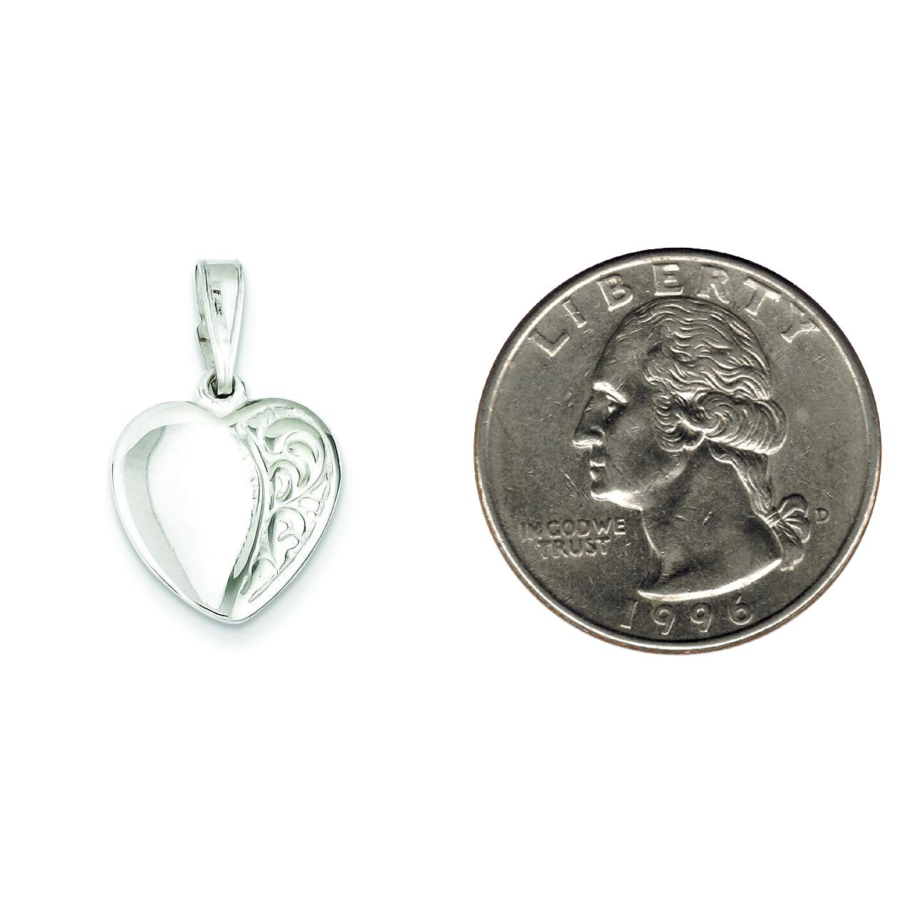 Sterling Silver Heart Charm &#x26; 18&#x22; Chain Jewerly 24.6mm x 15mm