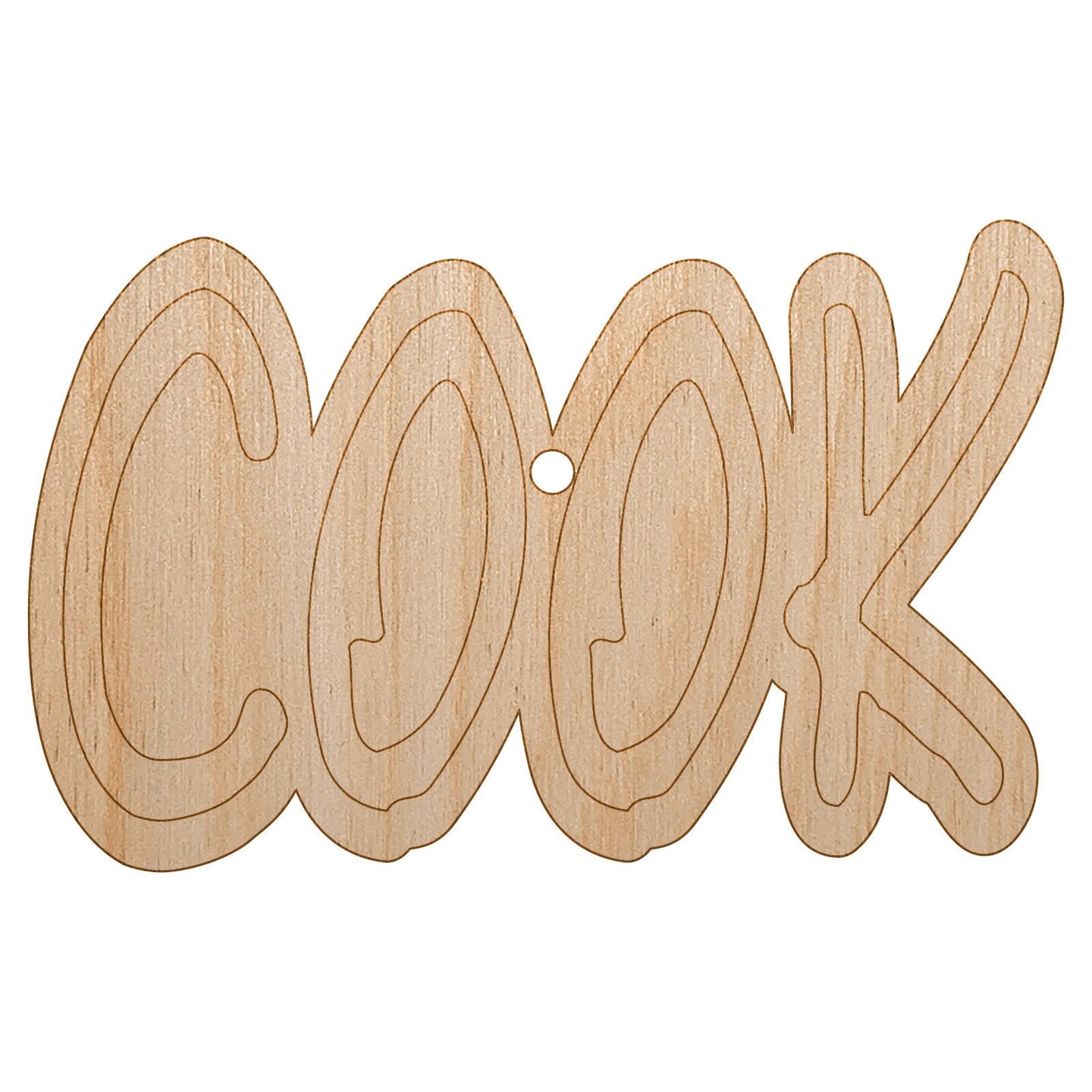 Cook Fun Text Unfinished Craft Wood Holiday Christmas Tree DIY Pre-Drilled Ornament