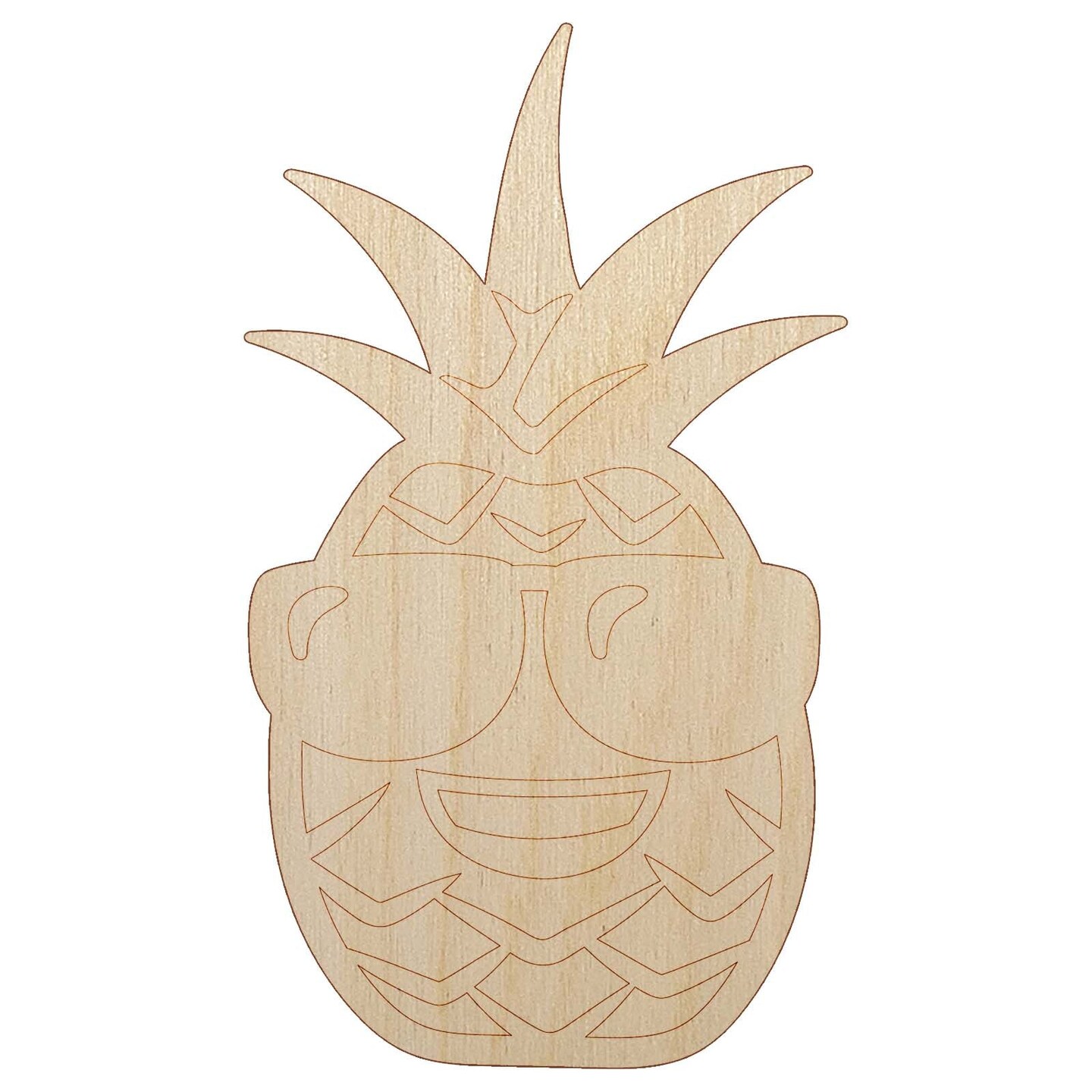 Pineapple with Sunglasses Unfinished Wood Shape Piece Cutout for DIY Craft Projects