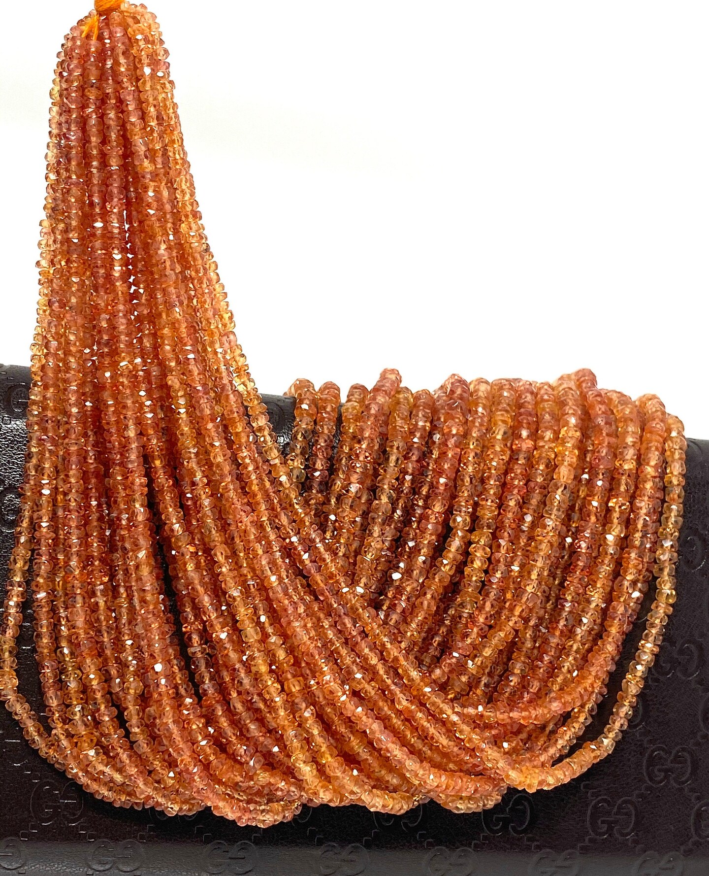 Natural Songea Sapphire Gemstone Beads - Micro Faceted, 16.5&#x22;&#x9D;, Orange Red, 2.5mm - 3.5mm