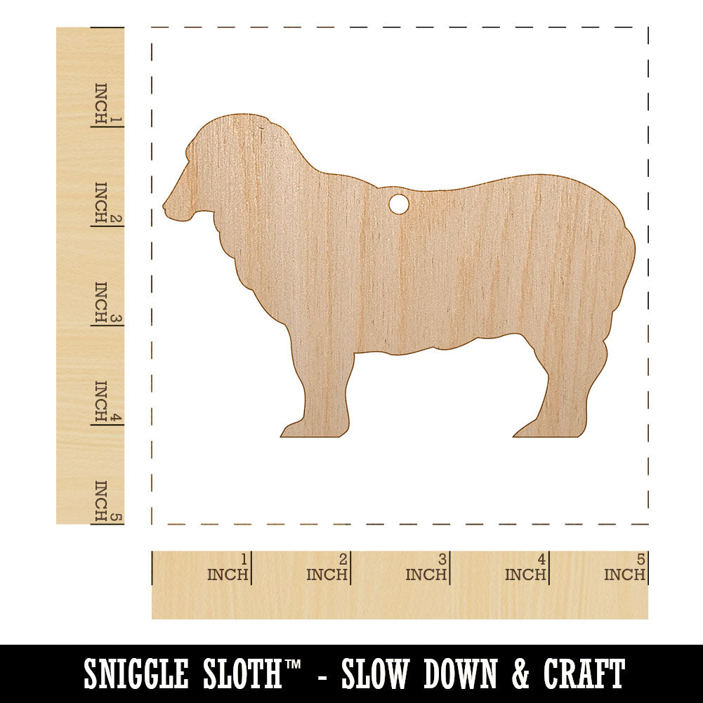 Sheep Standing Solid Unfinished Craft Wood Holiday Christmas Tree DIY Pre-Drilled Ornament
