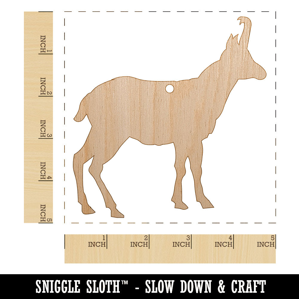 Goat Right Facing Solid Unfinished Craft Wood Holiday Christmas Tree DIY Pre-Drilled Ornament