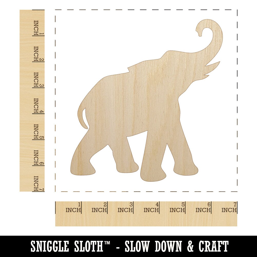 Elephant Trumpeting Solid Unfinished Wood Shape Piece Cutout for DIY Craft Projects