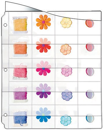 20 Pocket Binder Page with Flaps - For Crafts, Sewing, Quilting, Embroidery