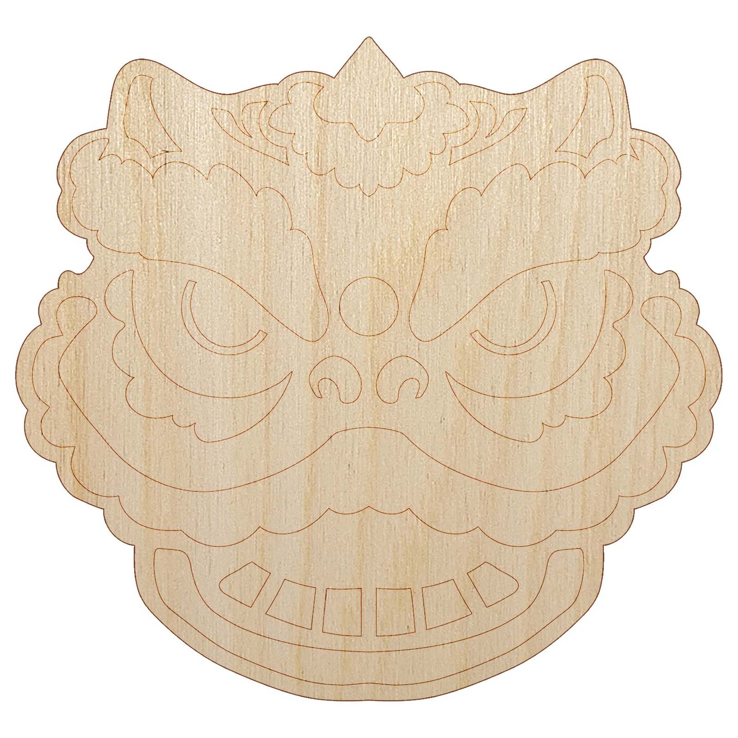 Chinese New Year Lion Dancer Head Unfinished Wood Shape Piece Cutout for DIY Craft Projects