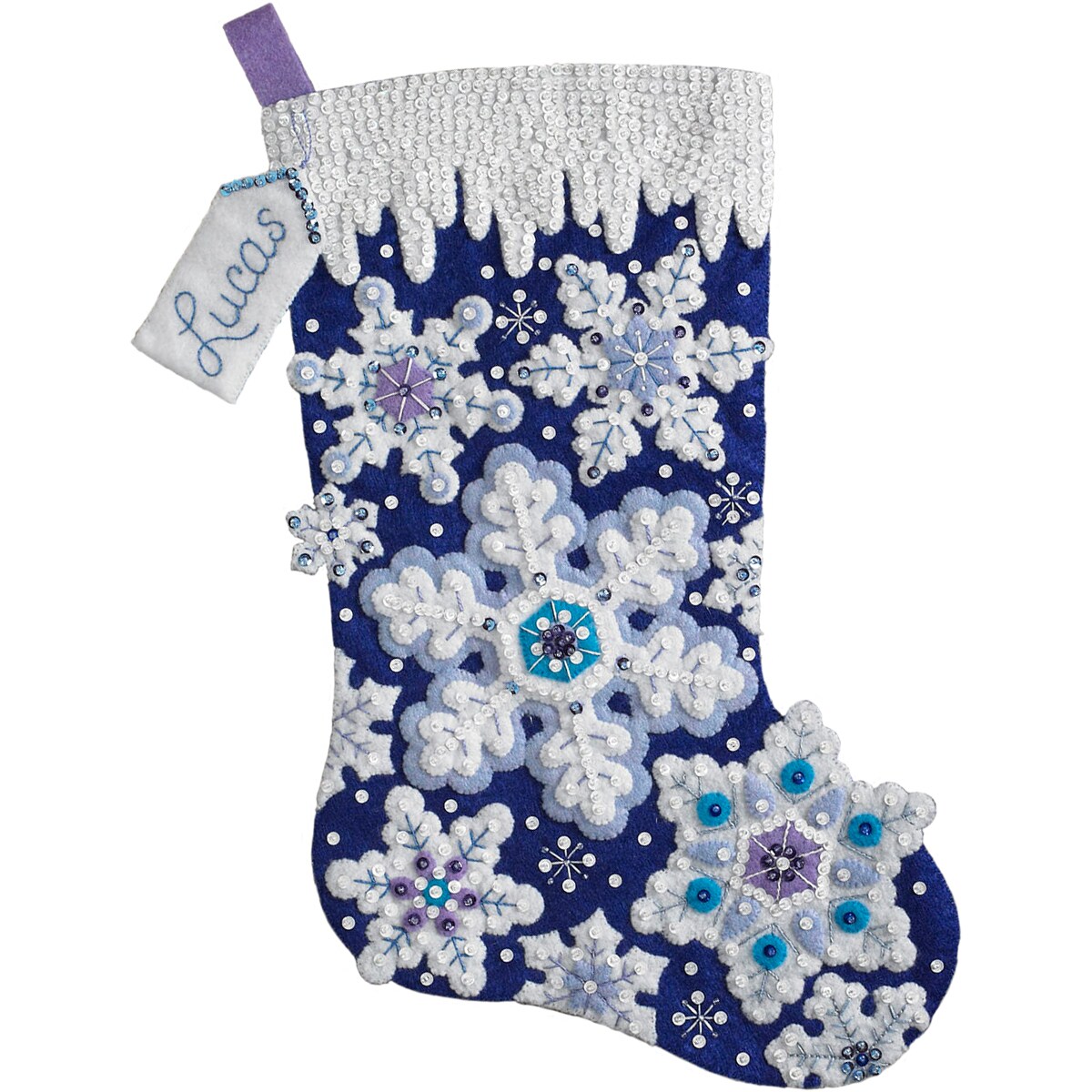 Bucilla Felt Stocking Applique Kit 18" Long-Sparkle Snowflake