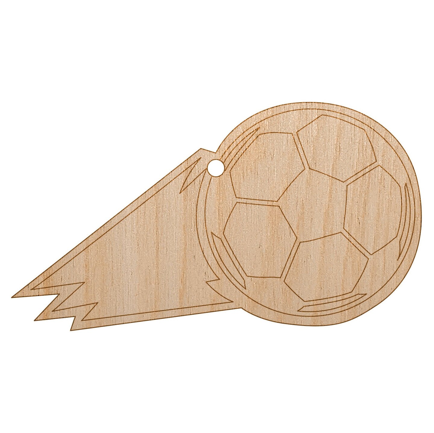 Soccer Ball Action Unfinished Craft Wood Holiday Christmas Tree DIY Pre-Drilled Ornament
