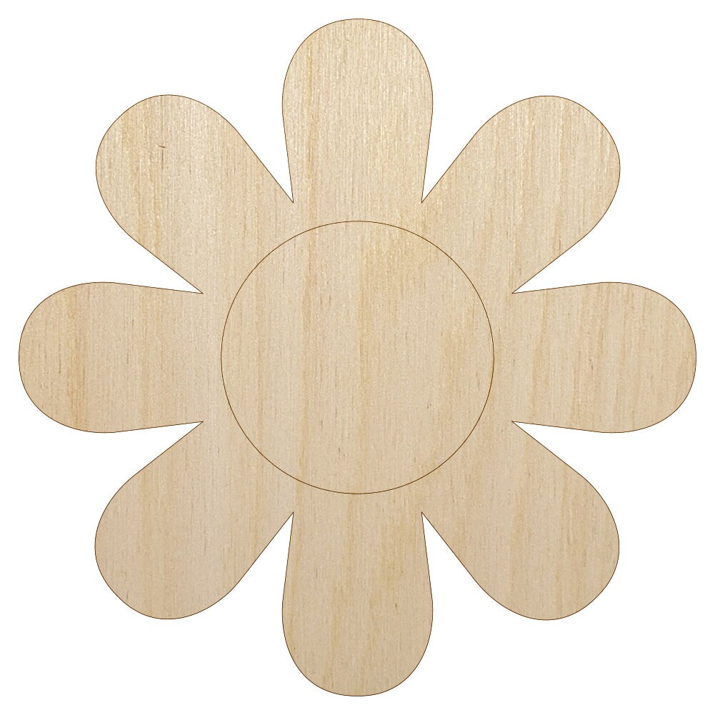 Daisy Flower Unfinished Wood Shape Piece Cutout for DIY Craft Projects