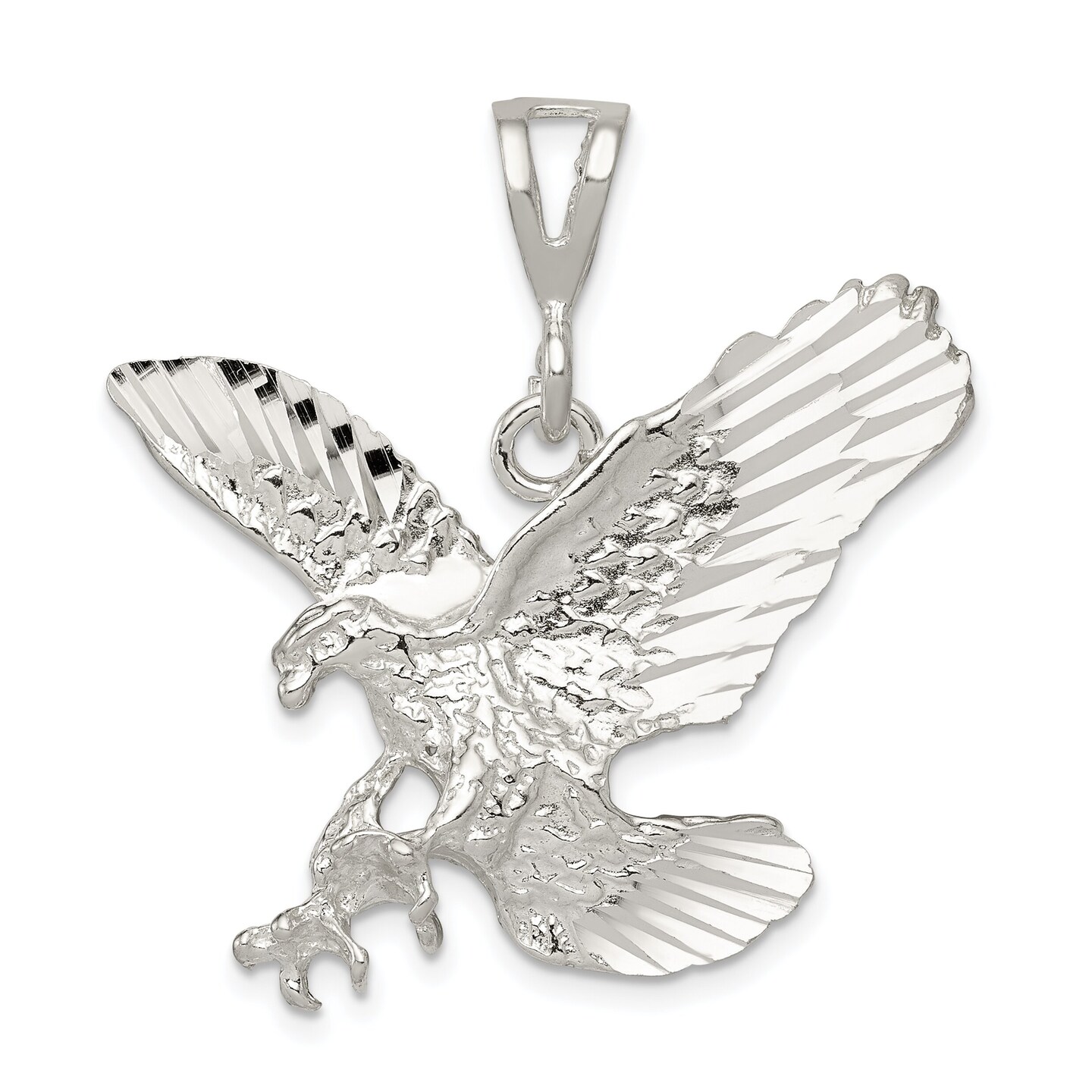 Sterling Silver Eagle Charm &#x26; 18&#x22; Chain Jewerly 33.8mm x 34.3mm