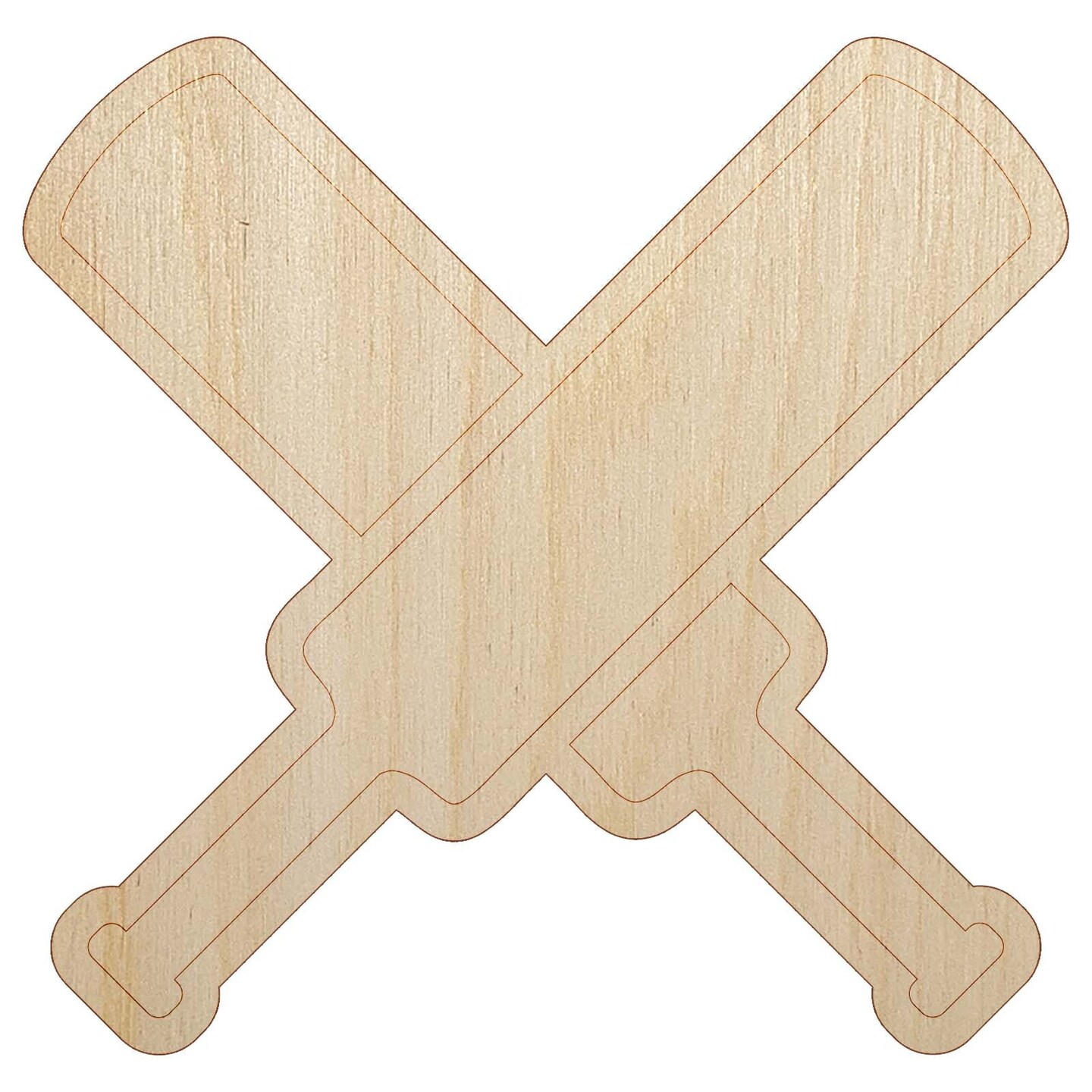 Crossed Cricket Bats Unfinished Wood Shape Piece Cutout for DIY Craft Projects