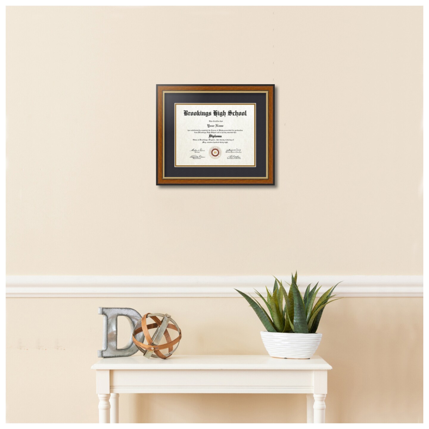 ArtToFrames 8.5x11 inch Diploma Frame - Framed with Black and Gold Mats, Comes with Regular Glass and Sawtooth Hanger for Wall Hanging (D-8.5x11)