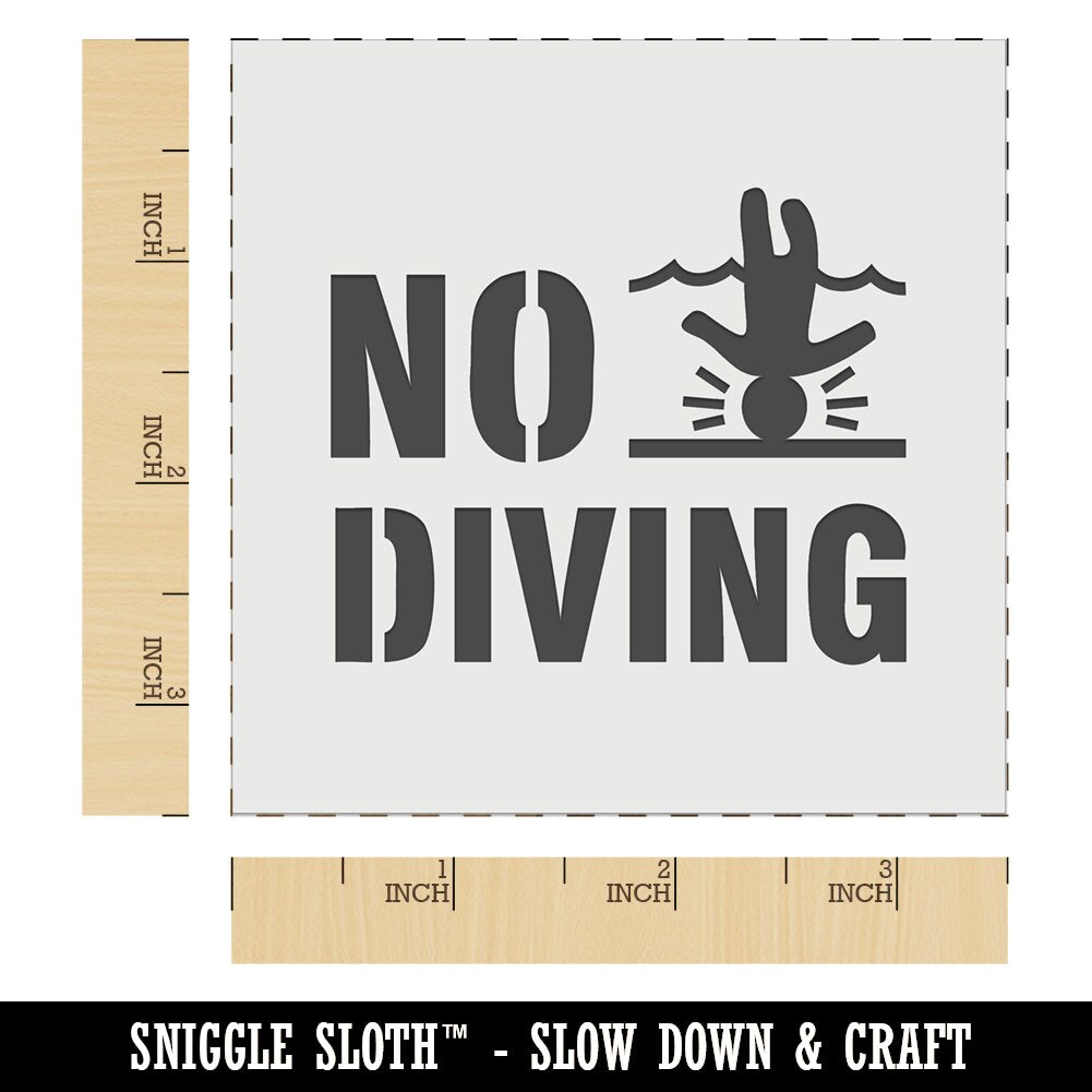 No Diving Swimming Head Injury Wall Cookie DIY Craft Reusable Stencil