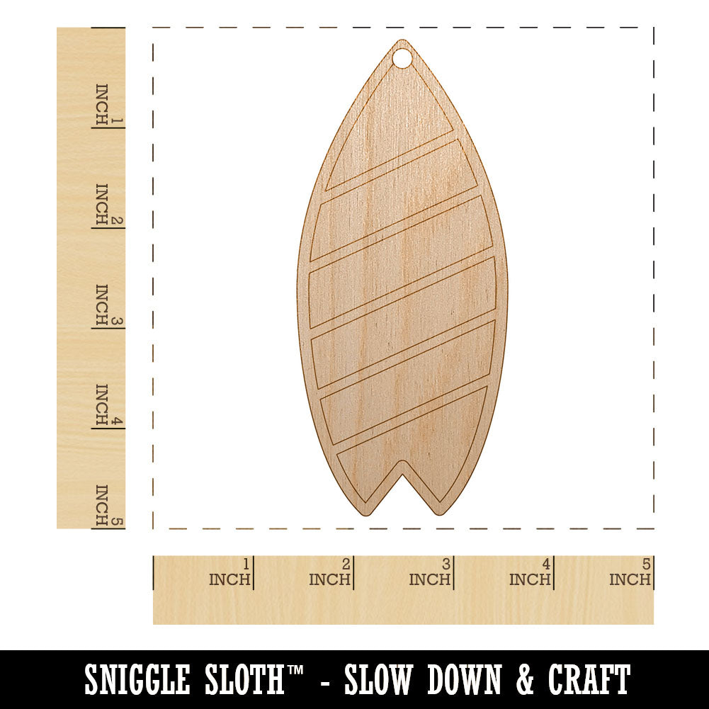 Striped Surfboard Unfinished Craft Wood Holiday Christmas Tree DIY Pre-Drilled Ornament