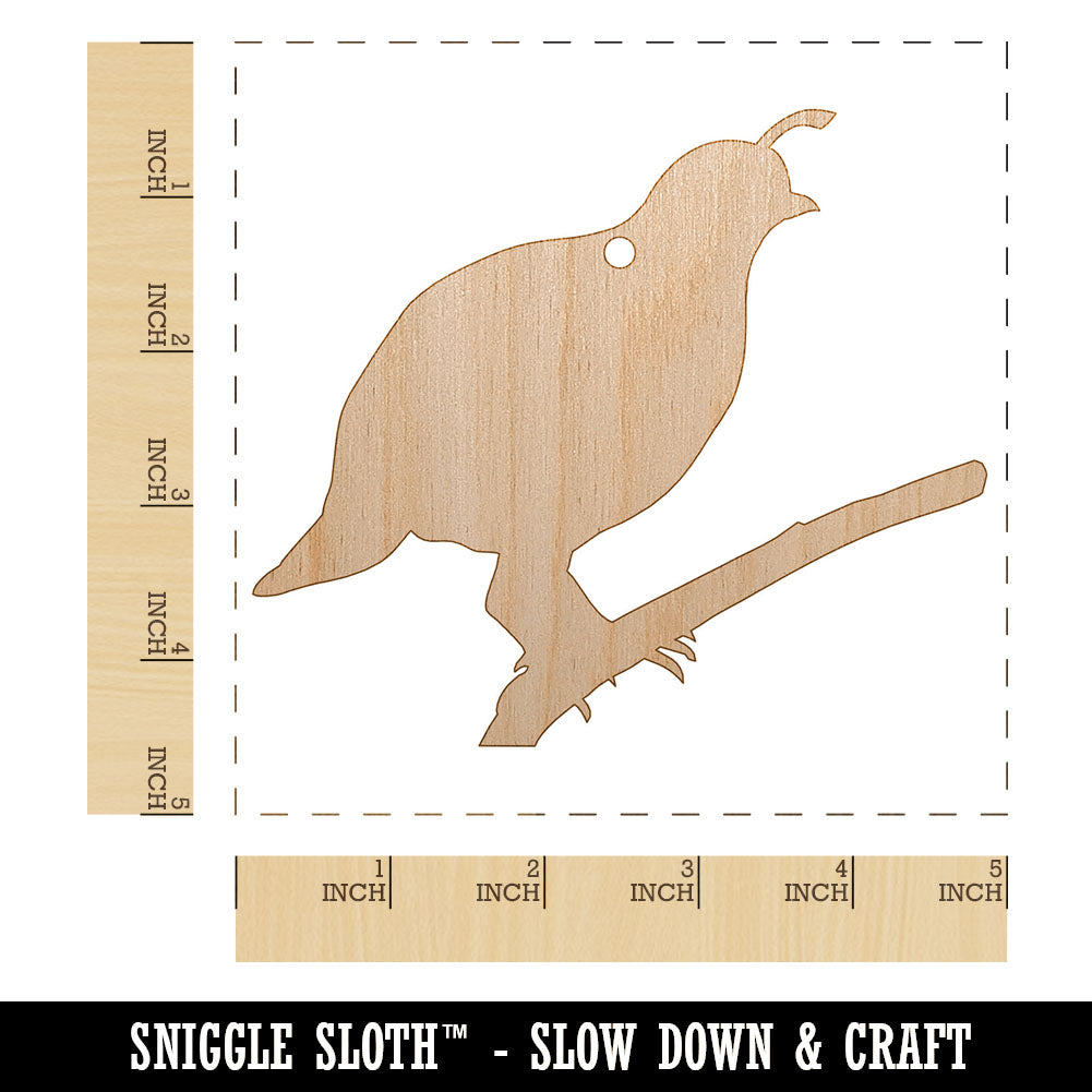 Quail Bird Solid Unfinished Craft Wood Holiday Christmas Tree DIY Pre-Drilled Ornament