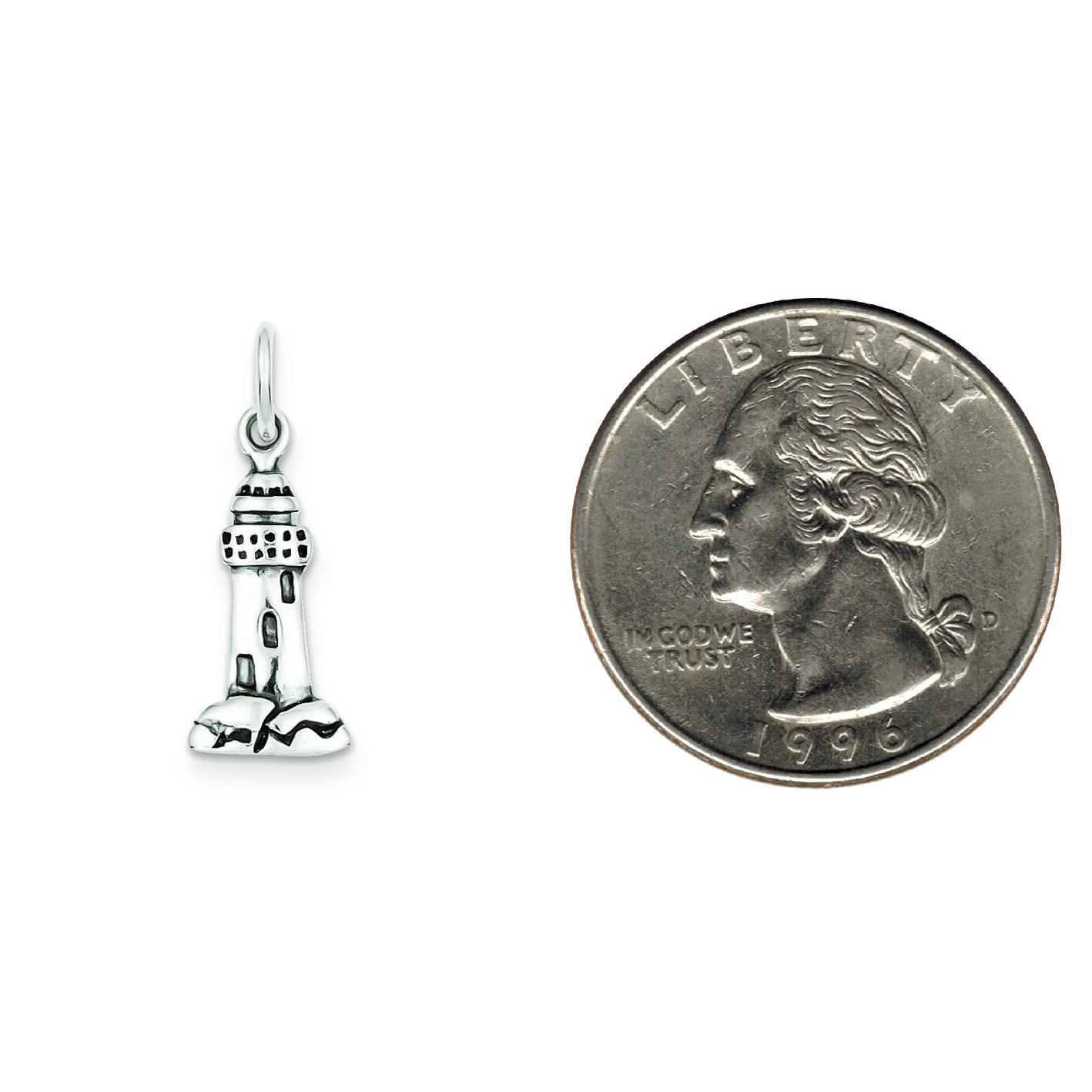 Sterling Silver Antiqued Lighthouse Charm Jewelry 20mm x 8mm