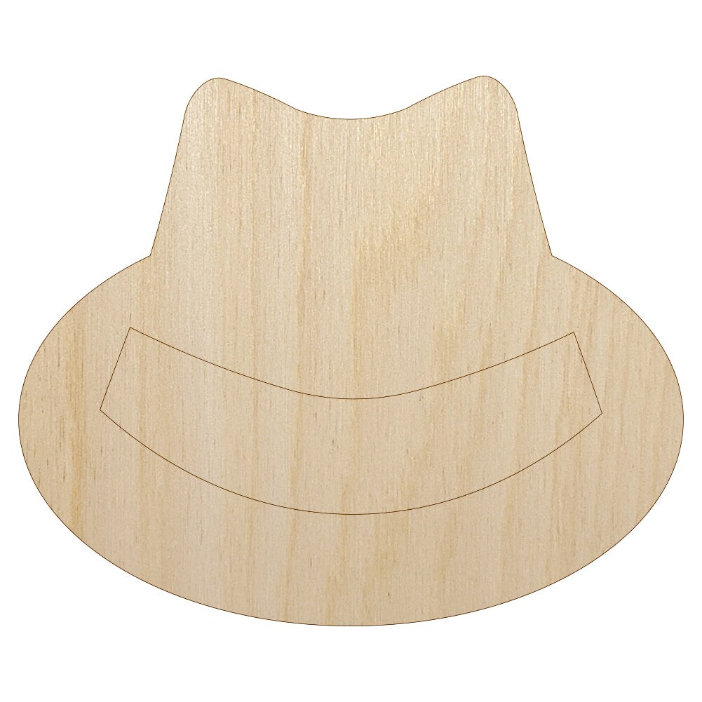 Fedora Hat Unfinished Wood Shape Piece Cutout for DIY Craft Projects