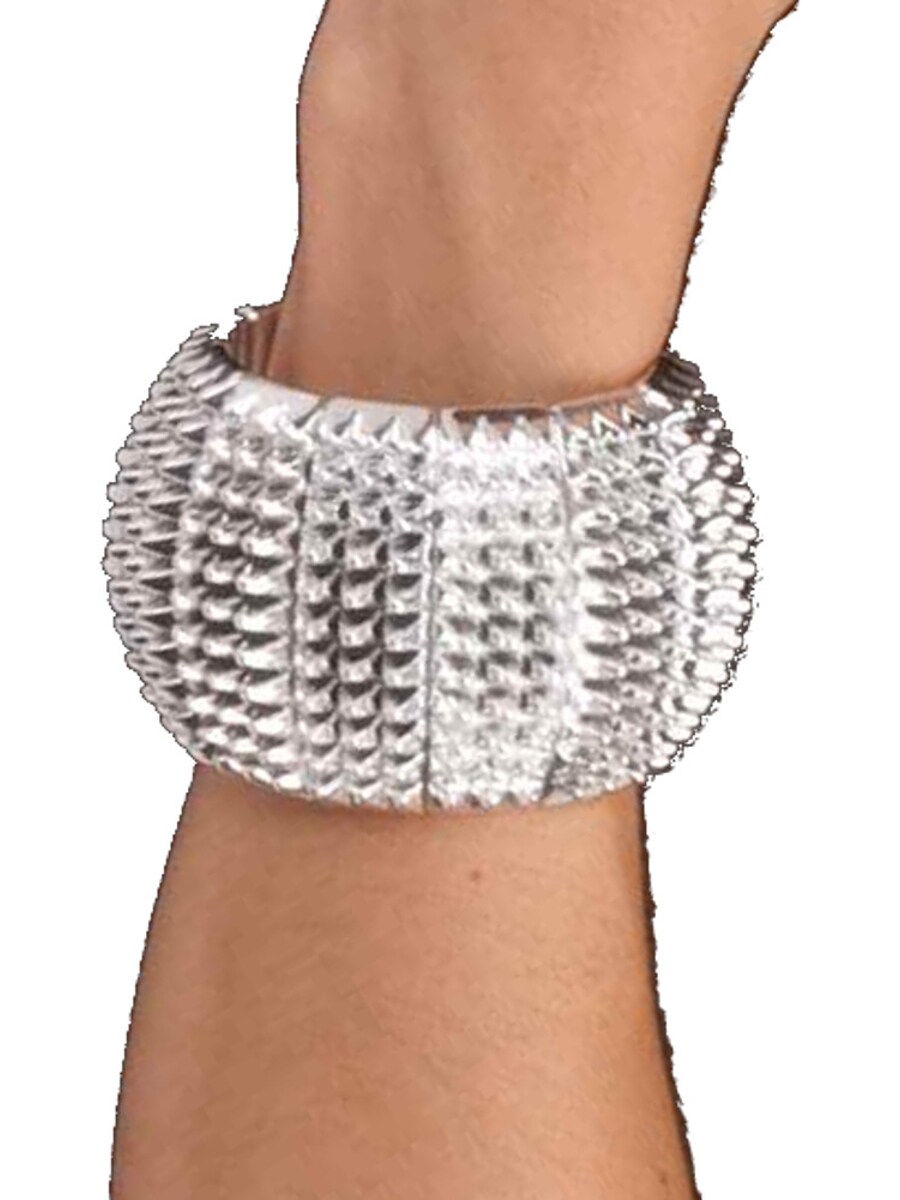 Women's Biker Vampire Gothic Punk Rock Star Spiked Silver Bangle Bracelet