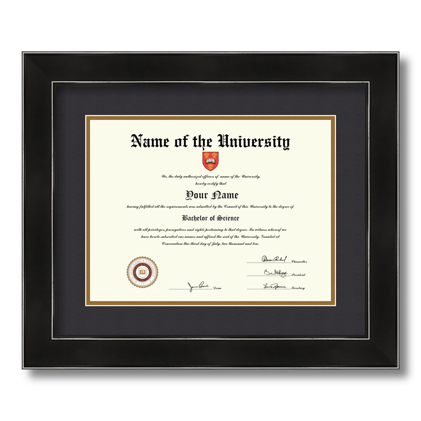 ArtToFrames 9x12 inch Diploma Frame - Framed with Black and Gold Mats, Comes with Regular Glass and Sawtooth Hanger for Wall Hanging (D-9x12)