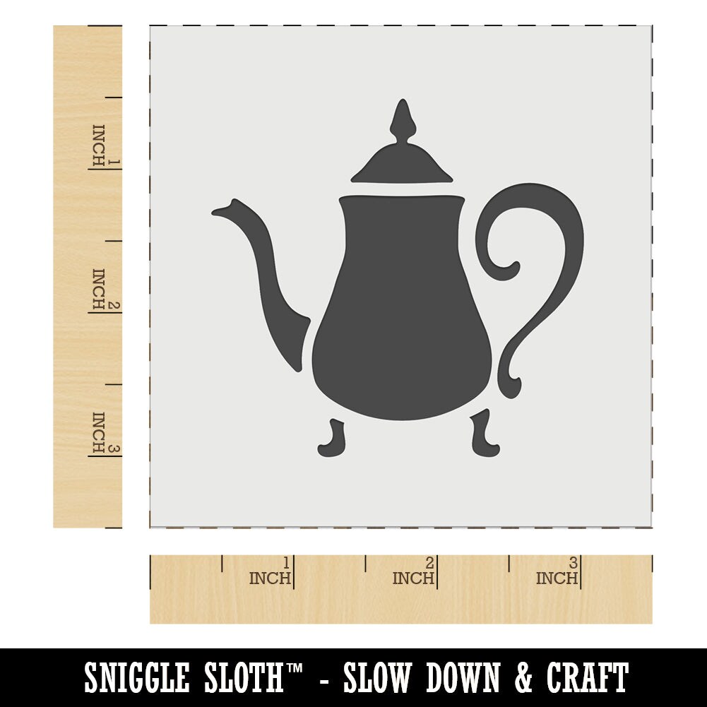 Antique Vintage Tea Pot Kettle Wall Cookie DIY Craft Reusable Stencil