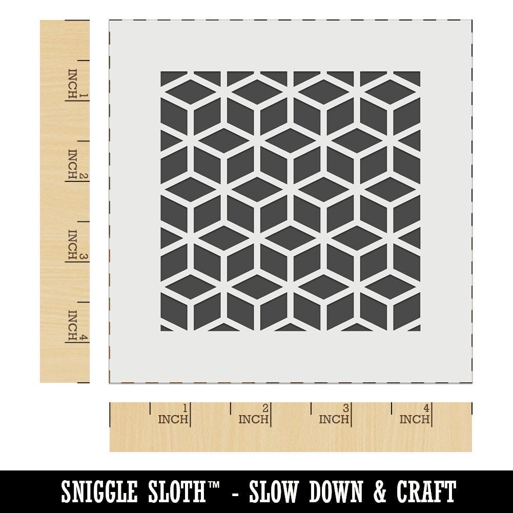 Geometric Cube Optical Illusion Pattern Wall Cookie DIY Craft Reusable Stencil