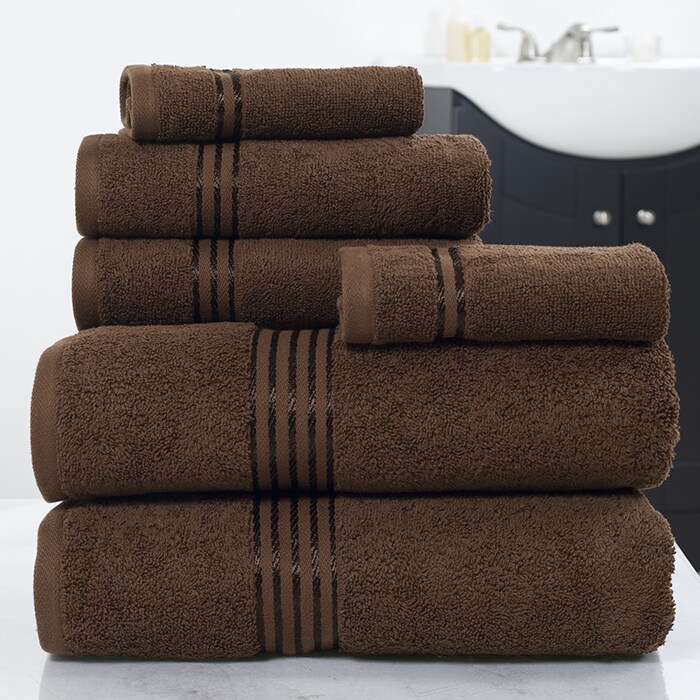Lavish Home   100% Cotton Hotel 6 Piece Towel Set - Chocolate