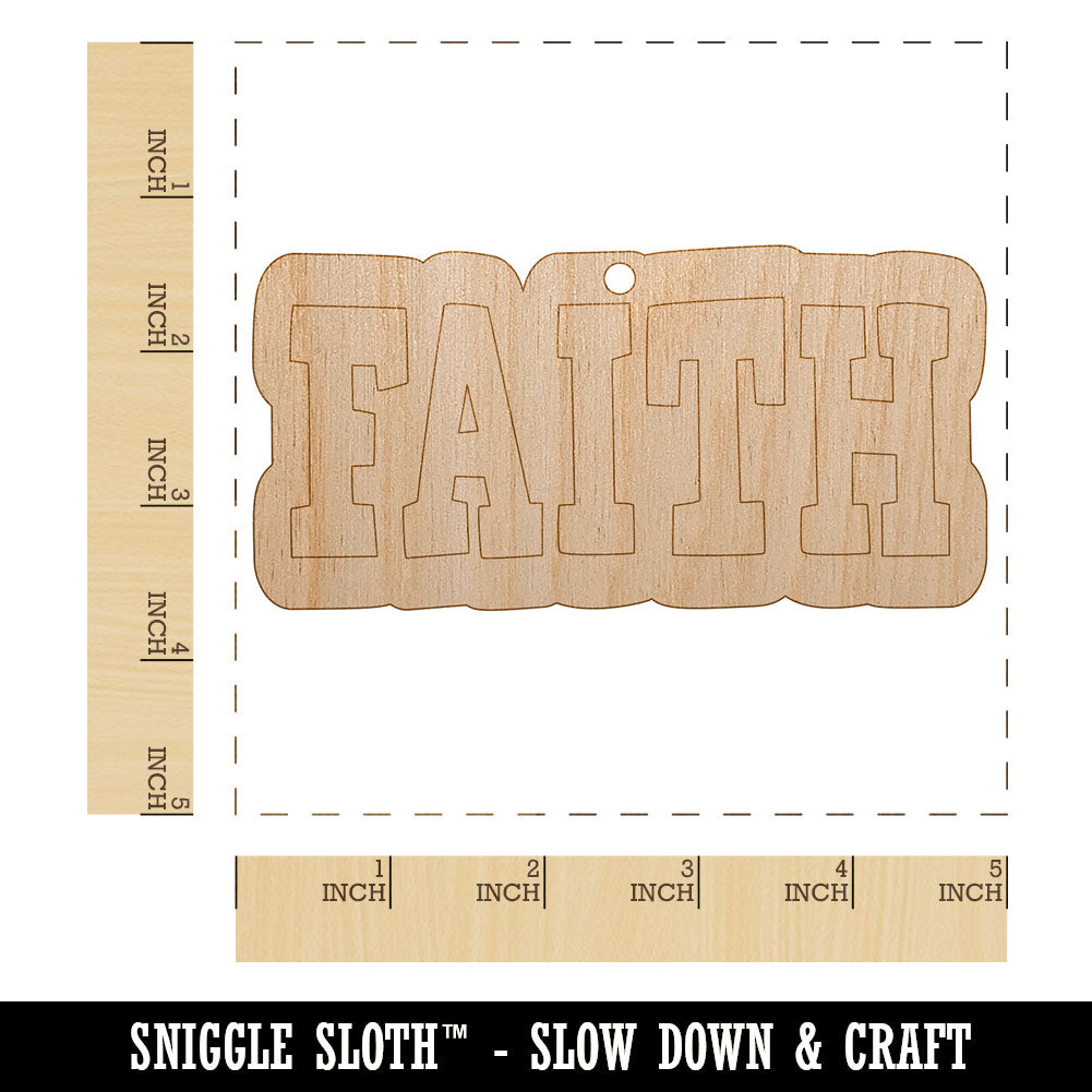 Faith Fun Text Unfinished Craft Wood Holiday Christmas Tree DIY Pre-Drilled Ornament