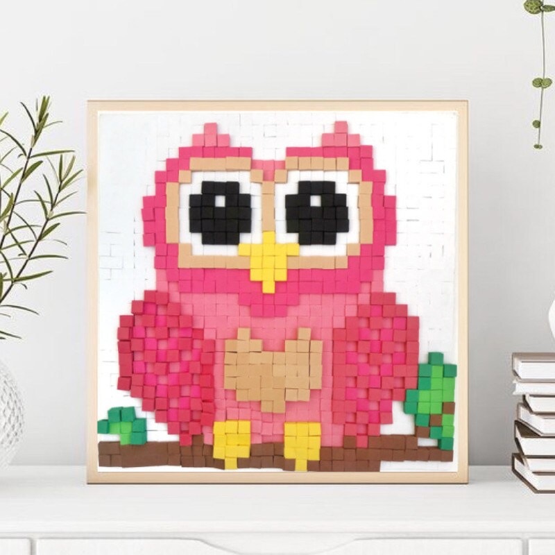 Stick n Stack Mosaic Arts and Crafts for Kids with 3D Foam Stickers - Owl Design - Mess-Free Kids Craft Kit for Striking 3D Art - Unique Owl Gifts for Girls and Boys Ages 10 and Up&#x2026;