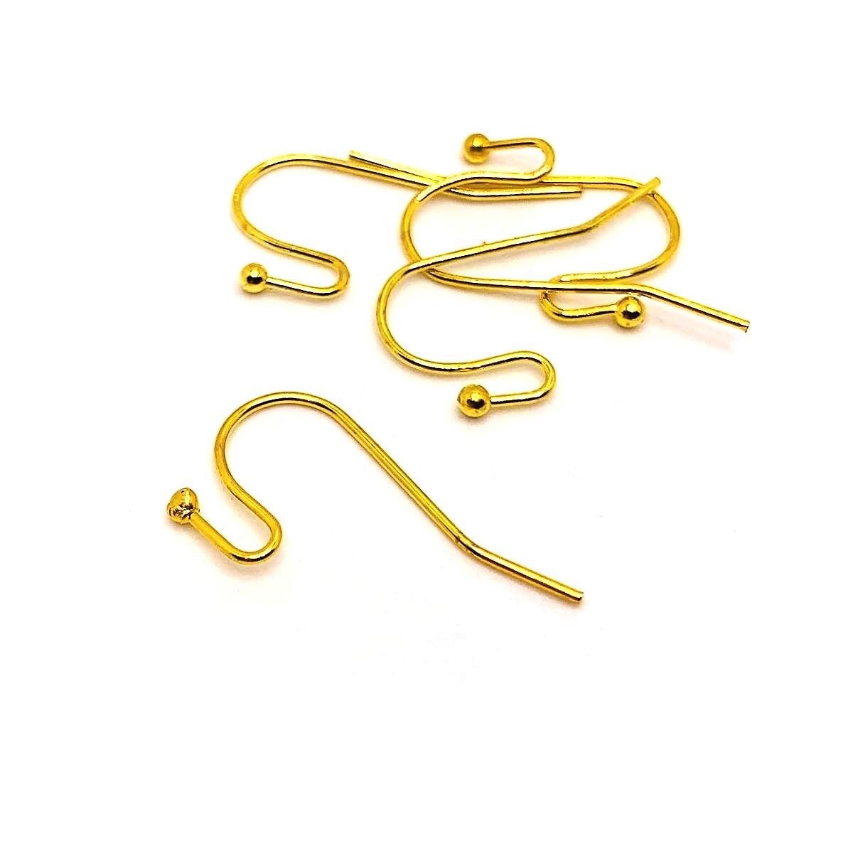 100 or 500 Pieces: Gold Plated Shepherd Fish Hook Earring Wires