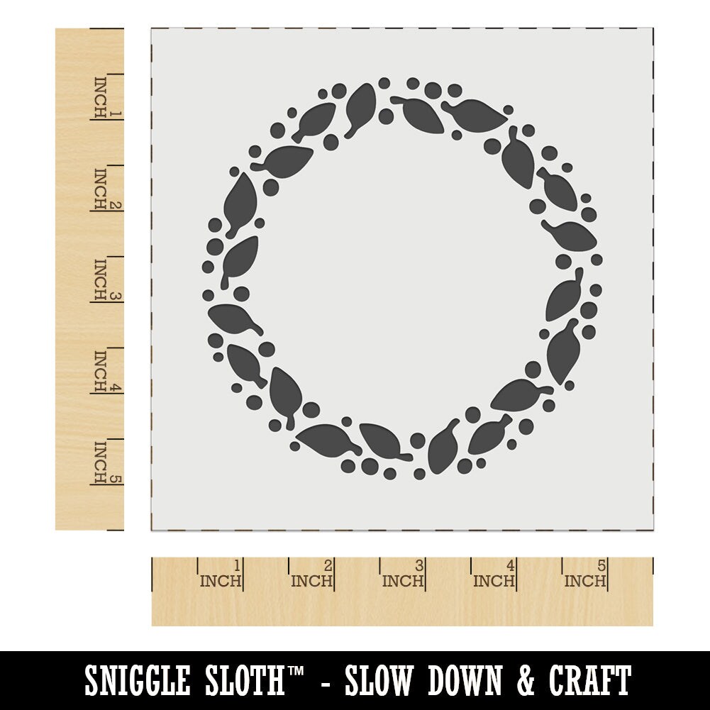 Leaves and Dots Round Border Wall Cookie DIY Craft Reusable Stencil
