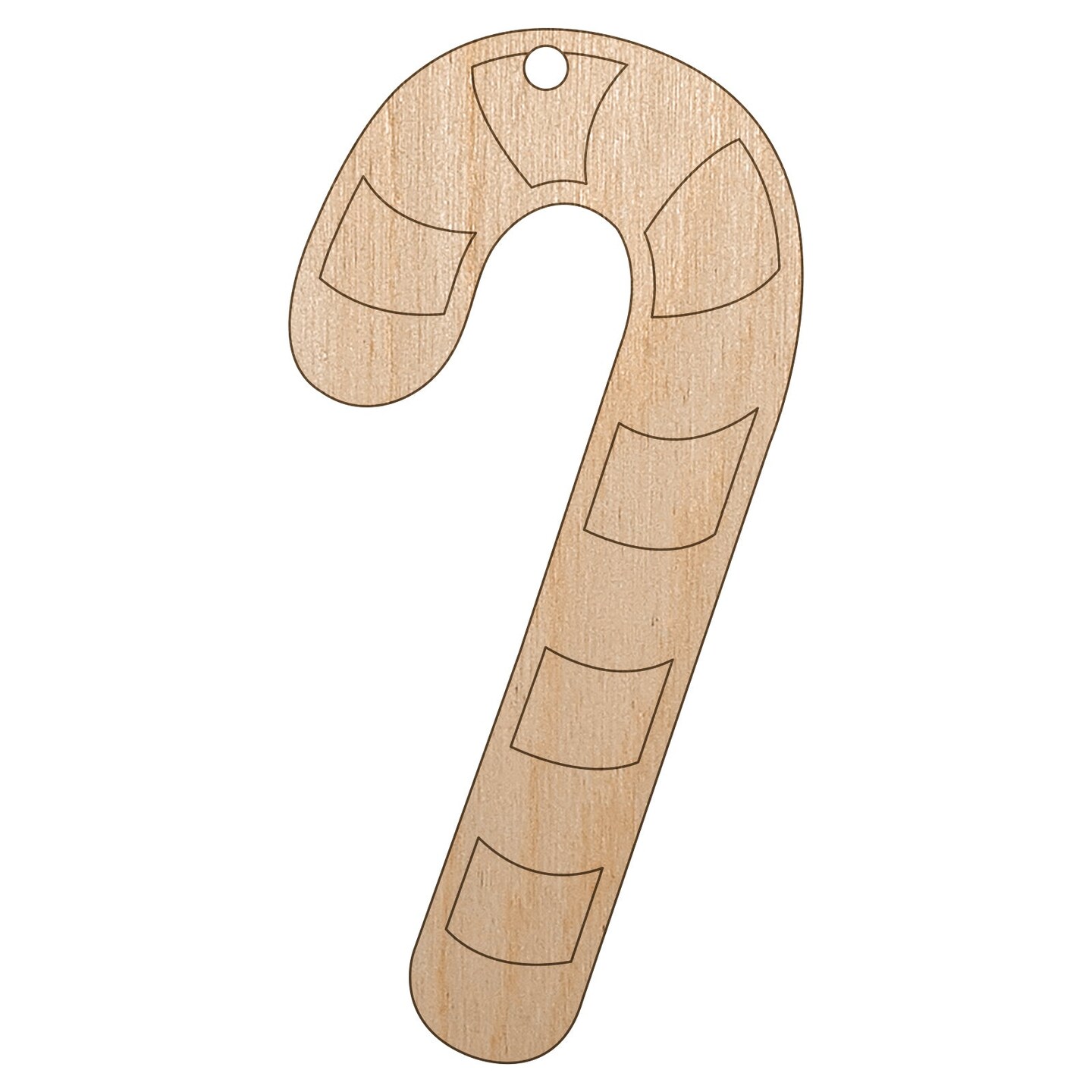 Candy Cane Christmas Unfinished Craft Wood Holiday Christmas Tree DIY Pre-Drilled Ornament