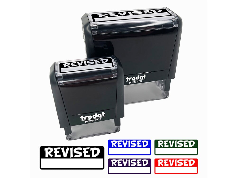 Revised with Blank Self-Inking Rubber Stamp Ink Stamper for Business Office