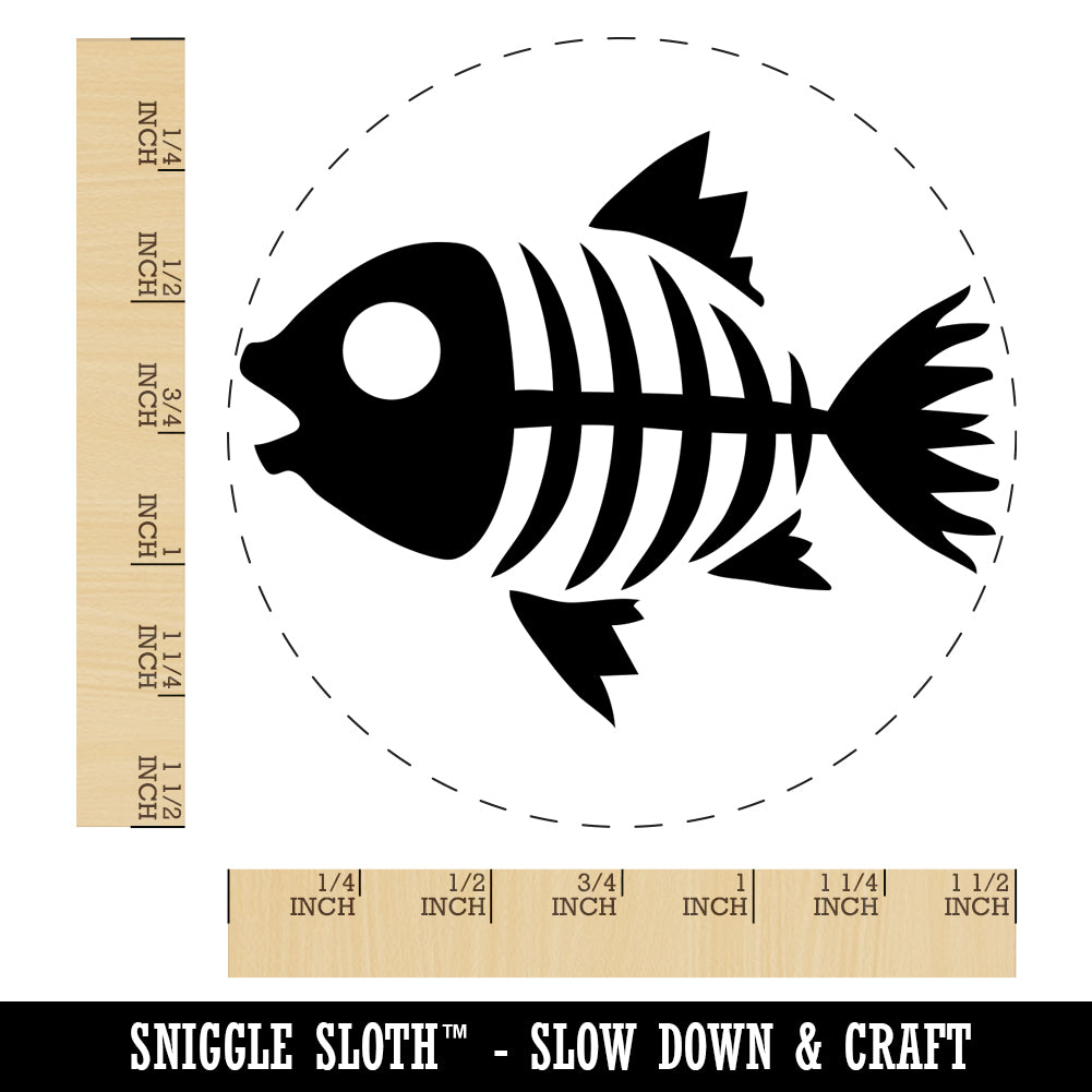 Fish Skeleton Bones Self-Inking Rubber Stamp for Stamping Crafting Planners