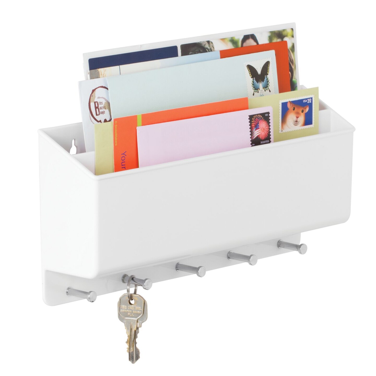 mDesign Plastic Wall Mount Divided Mail Sorter Storage Organizer Basket ...