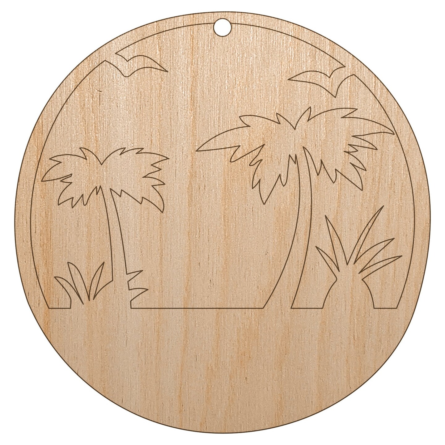 Tropical Beach With Palm Trees Unfinished Craft Wood Holiday Christmas Tree Diy Pre Drilled 