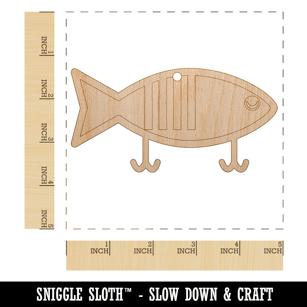 Fishing Lure Unfinished Craft Wood Holiday Christmas Tree DIY Pre-Drilled Ornament