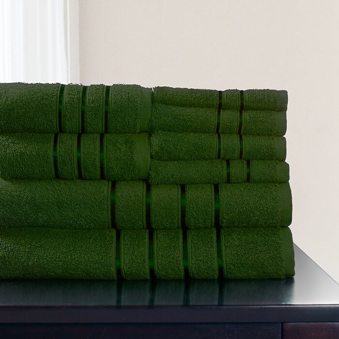 Lavish Home 8 Piece Cotton Plush Bath Towel Set Green Soft Absorbent 650 Gsm