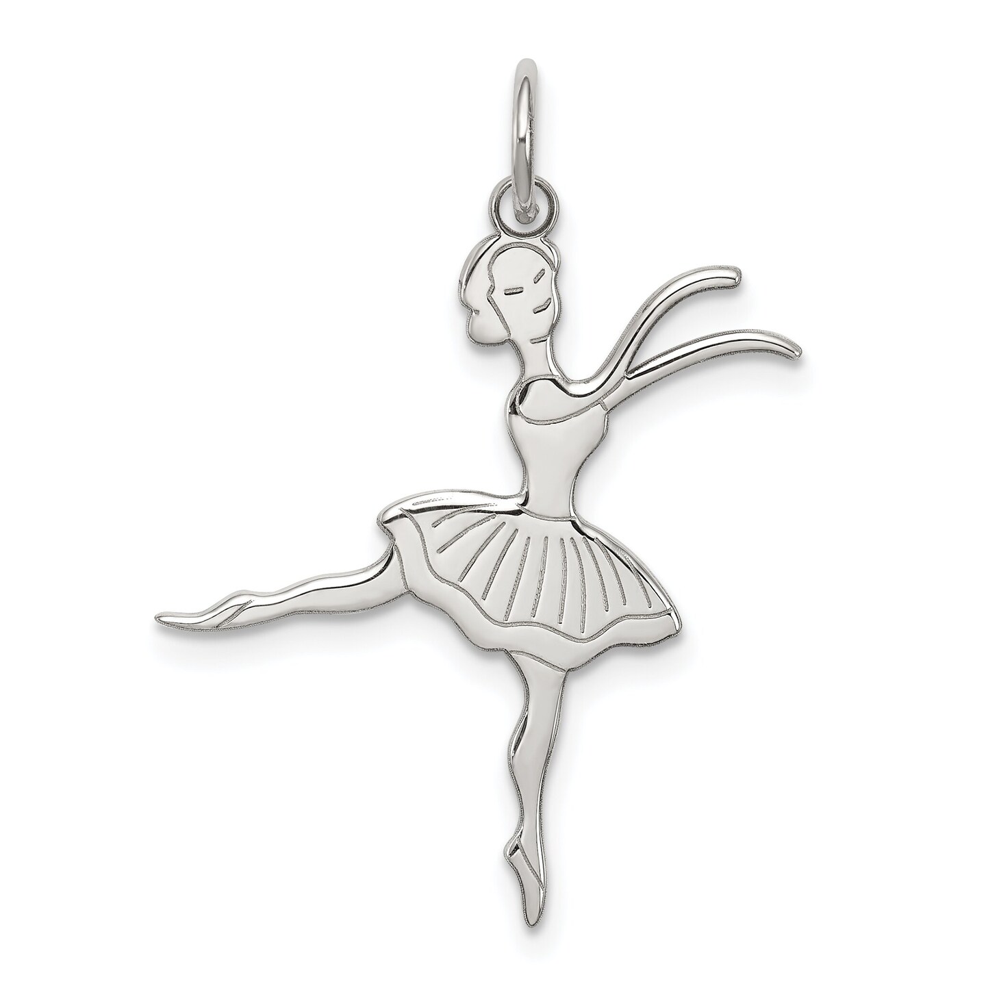 Sterling Silver Ballerina Charm Pendant Ballet Jewelry 27mm x 24mm