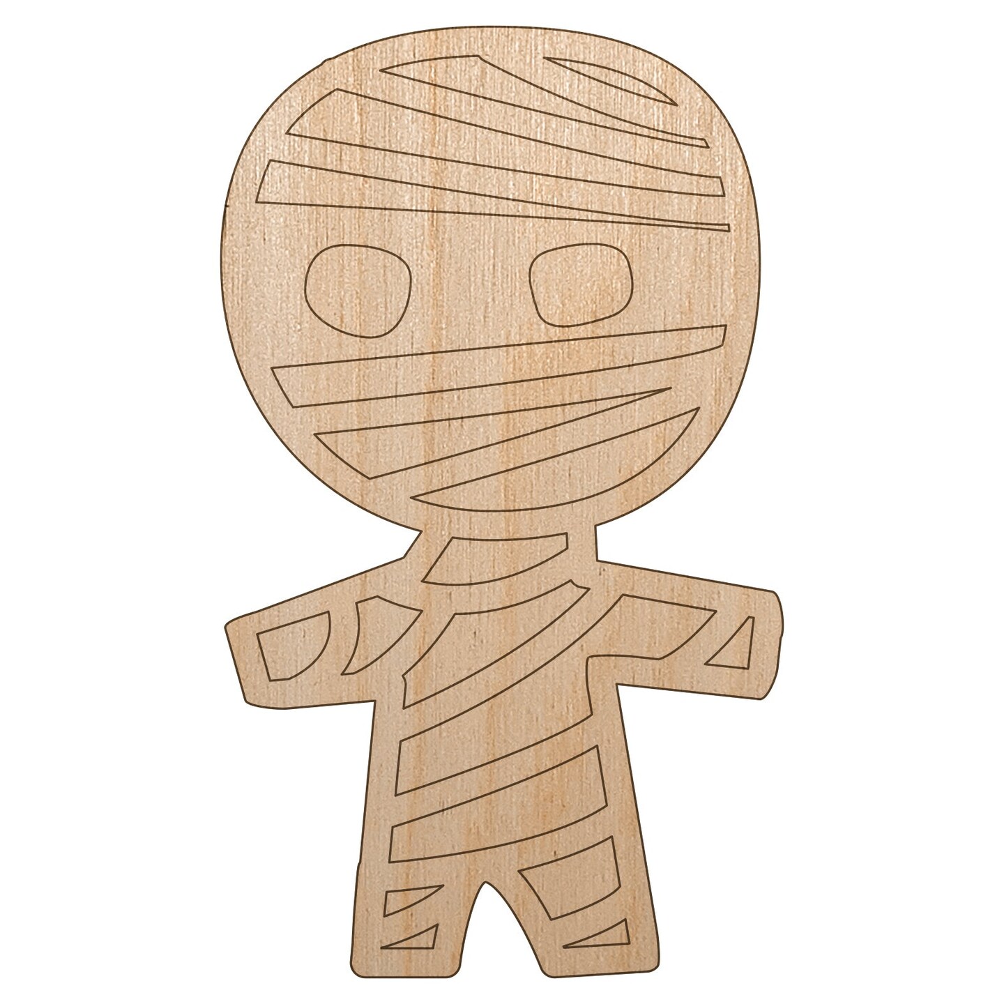 Wary Mummy Doodle Halloween Unfinished Wood Shape Piece Cutout for DIY Craft Projects