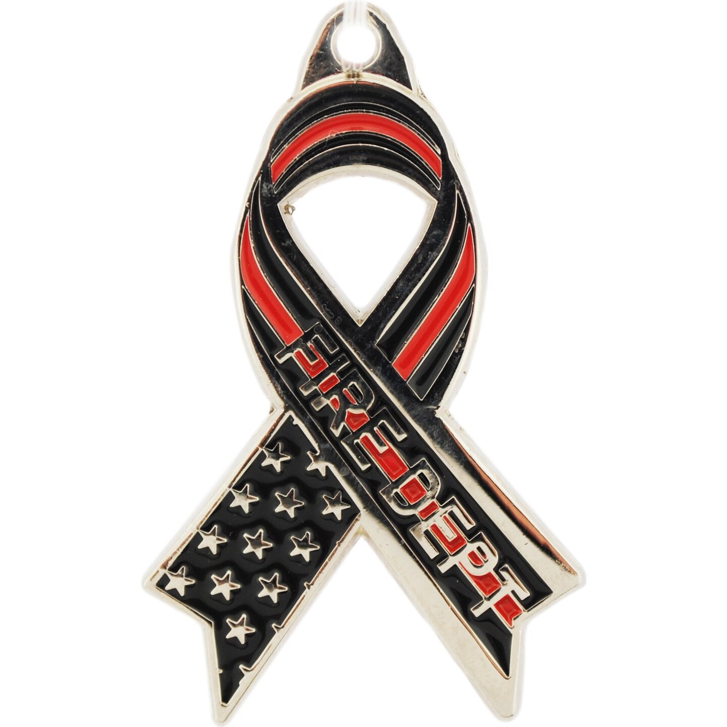 KEY RING-FIRE,RED,RIBBON Bright-Shine (1-1/2&#x22;)